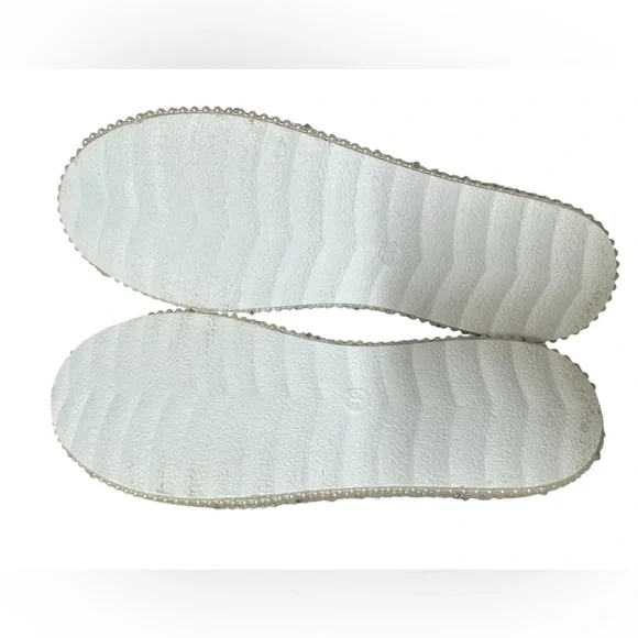 Stilo Cream Textured Espadrilles with Shimmery Finish|Made in Turkey. - Picture 8 of 12